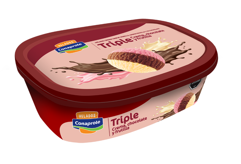 Imagen de 666666666666666 Helado sabor crema, chocolate y frutilla