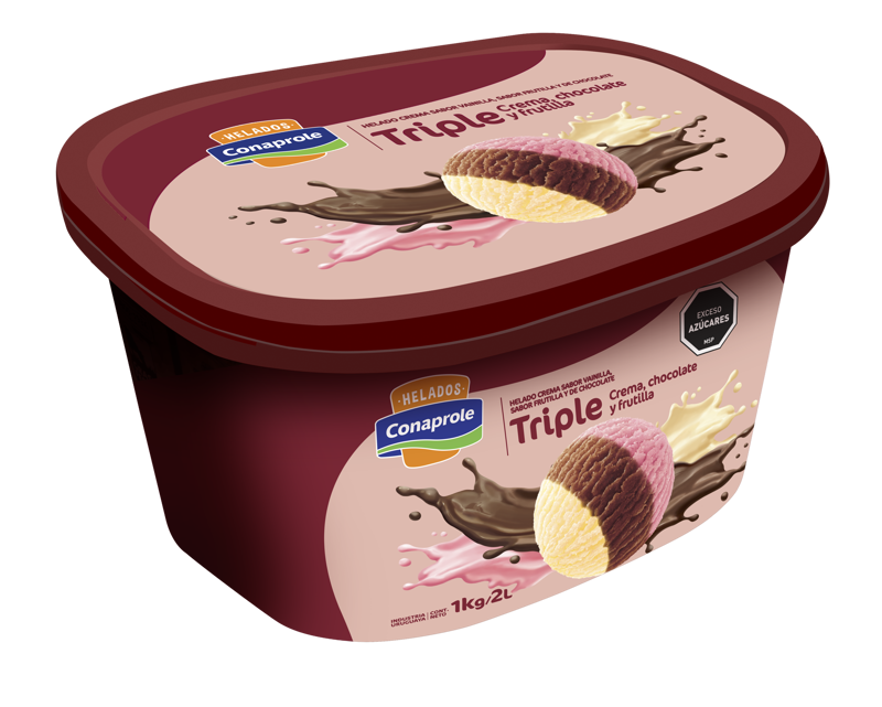 Imagen de 666666666666666 Helado sabor crema, chocolate y frutilla