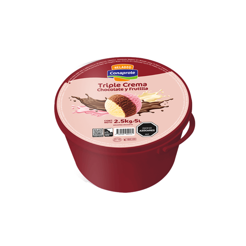 Imagen de 666666666666666 Helado sabor crema, chocolate y frutilla