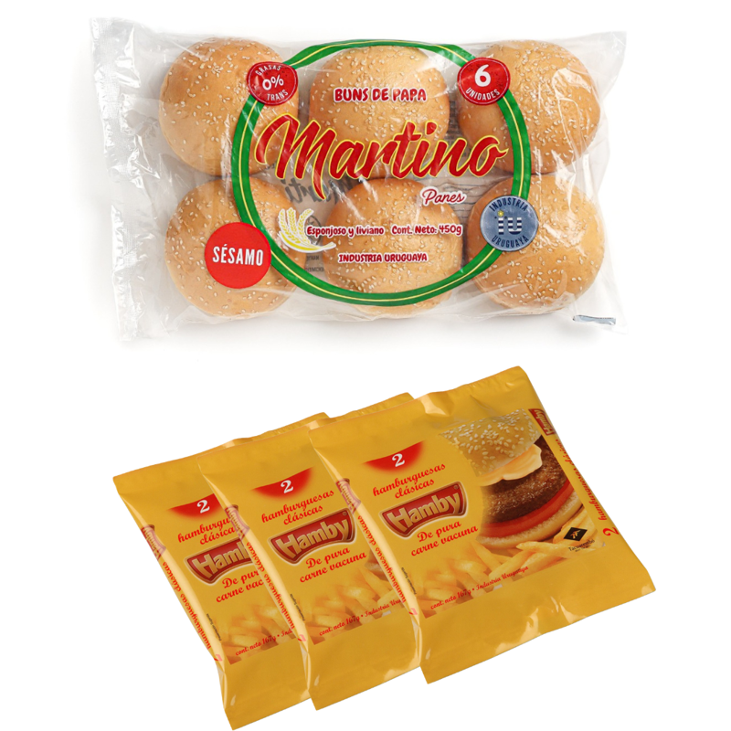 Imagen de 666666666666666 6 Pan buns clásico Martino +  6 hamburguesas Hamby
